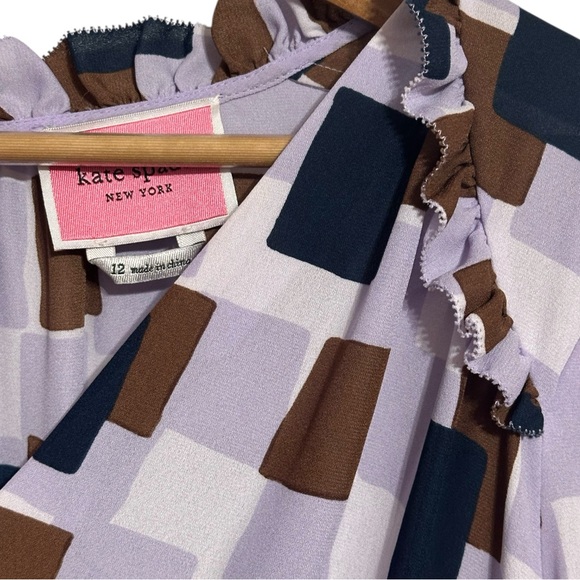 Kate Spade New York Geo Squares Swing Ruffled Dress Size 12 - Picture 9 of 16